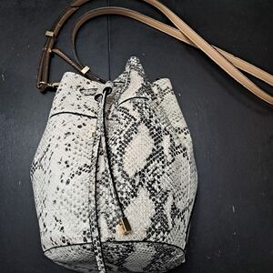 Faux Snake Crossbody Bucket Bag
